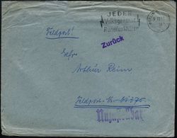 BERLIN-SPANDAU 1/ Bg/ JEDER/ Volksgenosse/ Rundfunkteilnehmer 1942 (9.11.) MWSt + Viol. 1L: Zurück + Viol. 1L: Unzustell - WO2