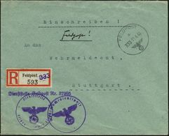 Burgalben 1940 (19.4.) 1K: FELDPOST/a/333 + Provis. RZ: Feldpost 333 (viol. 1L Zugestempelt) = Feldpost-Amt 171 , Burgal - WW2 (II Guerra Mundial)