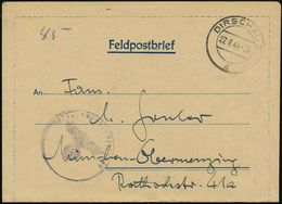 DIRSCHAU 2/ D 1944 (27.8.) 2K-Steg + Viol. 1K-HdN: Gren. Rgt. 89 Dirschau (etw. Undeul.) + Rs. Hs. Fp.-Nr. 11 478 = Gren - WO2