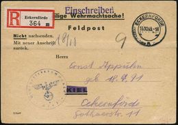 ECKERNFÖRDE 1943 (13.10.) 2K-Steg + RZ: Eckernförde Auf Vordr-Kt: Eilige Wehrmachtssache... = Musterung Eines Mannes Jah - Guerre Mondiale (Seconde)