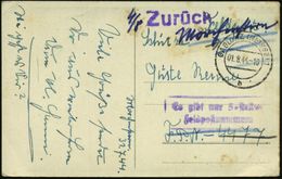 GABLONZ (NEISSE) 1/ B 1944 (1.8.) 2K-Steg + Viol. 1L: Zurück + Viol. Ra.2: Es Gibt Nur 5-stellige/ Feldpostnummern (Mi.2 - WO2