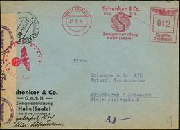 HALLE (SAALE)2/ Schenker & Co. 1944 (27.12.) AFS 012 Pf. = Europa-Tarif + Gestapo-Zensur-1K: Geprüft/f/ Zensurstelle + A - WO2