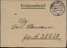 HANNOVER  P S S T / A 1942 (3.10.) Seltener 2K-Steg = Postsammelstelle (Mi.23 A + 50.- EUR) Feldpost-Faltbf. Mit Inhalt  - 2. Weltkrieg