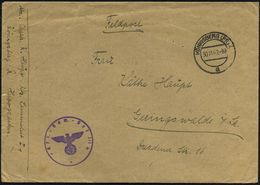 KÖNIGSBERG (PR) 4/ Fb 1942 (30.11) 2K-Steg + Viol. 1K-HdN: Kfz.-Sam.(mel)-Ort I/1 + Hs. Abs.:.. Herzogsacker-(Kaserne),  - 2. Weltkrieg