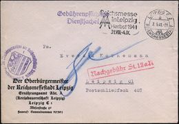 LEIPZIG C 2/ B/ MM/ REICHSMESSESTADT/ MM/ FRÜHJAHRS/ MESSE.. 1941 (14.1.) MWSt + Viol. 2L: Portopflichtige/ Dienstsache  - 2. Weltkrieg