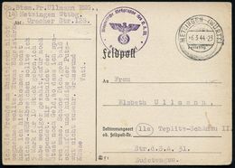 METZINGEN (WPRTT.) 1944 (6.3.) 2K-Steg + Viol. 1K-HdN:  M A G N E T I S C H E   M E ß G R U P P E  Des O.K.M. (= Marine! - Seconda Guerra Mondiale