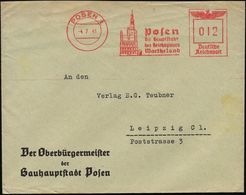 POSEN 1/ Die Hauptstadt/ Des Reichsgaues/ Wartheland 1941 (4.7.) AFS (Rathaus) Auf Dienst-Bf.: Der Oberbürger-meister..  - Seconda Guerra Mondiale