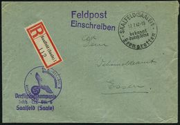 SAALFELD (SAALE)1/ Bekannt/ Durch Seine/ Feengrotten 1942 (17.7.) HWSt + RZ: Saalfeld (Saale) 1 + Viol. HdN: Sch.-Ers.-B - WO2