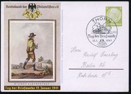 THORN/ Tag Der Briefmarke 1941 (12.1.) SSt = Panzer II Auf Sonder-P 6 Pf. Hindenbg., Oliv: Tag Der Briefmarke (Mi.P 289) - WO2