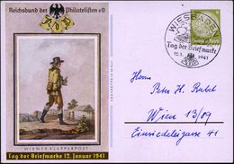 WIESBADEN/ Tag Der Briefmarke 1941 (12.1.) SSt = Panzer II Klar Auf Sonder-P 6 Pf. Hindenbg., Oliv: Tag D. Briefmarke (M - WO2