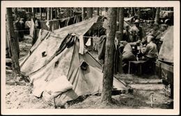 DEUTSCHES REICH 1939 (Aug.) S/w.-Foto-Ak.: Wehrmachts-Waldlager Vor Dem Polen-Feldzug , Rs. Beschriftet: "kurz Vor Deuts - WO2