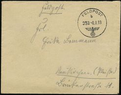 DEUTSCHES REICH 1939 (8.9.) 1K: FELDPOST/b/238 Mit Taktischer Nr. (Mi.62, + 20.- EUR) Rs. Hs. Feldpost-Nr. 15 429 = Stab - Seconda Guerra Mondiale