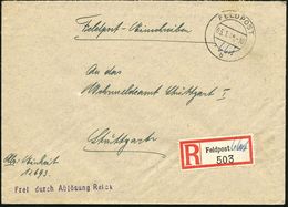 DEUTSCHES REICH 1940 (5.1.) 2K-Steg: FELDPOST/b + RZ: Feldpost, Hs. Nr. "661" + Viol. 1L: Frei Durch Ablösung Reich , Hs - 2. Weltkrieg