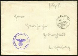 DEUTSCHES REICH 1942 (14.11.) 1K: FELDPOST/b/--- + Viol. 1K-HdN: Feldpost-Nr. 27845 = Kdr. Für Urlaubsüberwachung, (Feld - 2. Weltkrieg