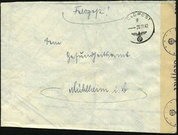 DEUTSCHES REICH 1942 (20.11.) 1K: FELDPOST/g/--- + Feldpost-Zensurstreifen "Geöffnet" (Mi.1) Recycling-Feldpost-Brief Au - Seconda Guerra Mondiale