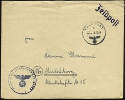 DEUTSCHES REICH 1944 (14.12./22.12.) 1K: FELDPOST/d/--- Bzw. FELDPOST/g/--- + Viol. 1K-HdN: Feldpostnr. 67 708 + Rs. Vio - Guerre Mondiale (Seconde)