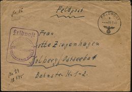 DEUTSCHES REICH 1945 (11.1.) 1K: FELDPOST/b/--- + Viol. Ra.: Feldpost/Dienststelle/Fp.Nr. 01106 A =  V O L K S - Artl. K - 2. Weltkrieg