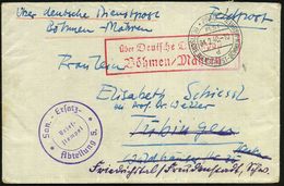 BÖHMEN & MÄHREN 1940 (4.2.) 2K-Steg: PRAG/PLST/d/DDP-BÖHMEN-MÄHREN + Roter Ra.: Über Deutsche Dienstpost/ Böhmen-Mähren  - Guerre Mondiale (Seconde)