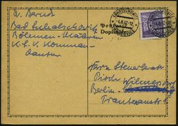 BÖHMEN & MÄHREN 1942 (4.2.) 2K-Steg: LUHATSCHOWITZ/c/ LUHACOVICE + Hs. Abs.: "... K. L. V.- Kommandantur, Frau Dora Bern - Guerre Mondiale (Seconde)
