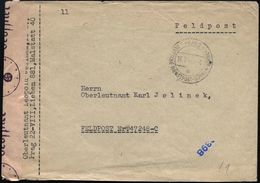 BÖHMEN & MÄHREN 1944 (16.7.) 2K-Steg: PRAG 2/a/DT.DIENSTPOST-BÖHMEN-MÄREN + Zensurstreifen: Geöffnet/ Feldpost-prüfstell - WO2