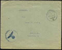 DT.BES.DÄNEMARK 1943 (10.8.) !K: FELDPOST/d/--- + Blauer 1K-HdN: Feldpost-Nr. 17632 = Militär-Befehlshaber Dänemark + Rs - Seconda Guerra Mondiale