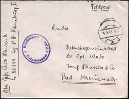 DT.BES.DÄNEMARK 1943 (4.9.) Stumme 1K-Brücke: **h = Tarnstempel + Viol. 1K-HdN: Feldpostnmmer L 51 330 = Luftwaffen Pion - Guerre Mondiale (Seconde)