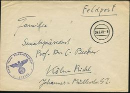 DT.BES.FRANKREICH 1940 (24.6.) Stummer 2K-Steg = Tarnstempel + Viol. 1K-HdN: Feldpostnr. L 20758 = III. Kampfgeschwader  - WO2