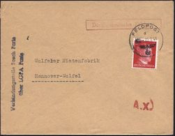 DT.BES.FRANKREICH 1944 (22.2.) 1K: FELDPOST/a/--- Auf EF 12 Pf. Hitler + Roter Ra.: Durch Dt. Feldpost + Viol. Abs.-2L:  - Guerre Mondiale (Seconde)