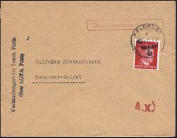 DT.BES.FRANKREICH 1944 (22.2.) 1K: FELDPOST/a/--- Auf EF 12 Pf. Hitler + Roter Ra.: Durch Dt. Feldpost + Viol. Abs.-2L:  - Seconda Guerra Mondiale