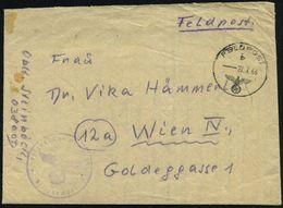 DT.BES.GRIECHENLAND 1944 (27.7.) 1K: FELDPOST/b/--- + Viol. 1K-HdN: Fp. Nr. 03800 = 10. Bttr. Art. Rgt. 999,  R H O D O  - Seconda Guerra Mondiale