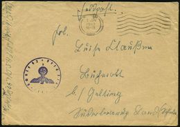 DT.BES.LETTLAND 1943 (7.6.) Stummer Ma.WellenSt. = Tarnstempel Riga + Viol. 1K-HdN: Feld-Flak Artl.-Schule 42/4 (oben Ge - Guerre Mondiale (Seconde)