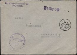 DT.BES.LETTLAND 1943 (17.8.) Stummer, Aptierter, Ehem. Sowjet. 1K = Tarnstempel Rowno + Viol. 1L + 1K: Gr. Heeresbausdie - 2. Weltkrieg