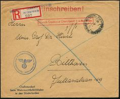 DT.BES.NIEDERLANDE 1943 (21.5.) 2K-Steg: HILVERSUM/DDNL + Provis. RZ: Deutsche Dienstpoststelle/Hilversum (viol. 2L A. B - Guerre Mondiale (Seconde)