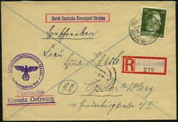 DT.BES.UKRAINE 1944 (16.5.) 2K-Steg: BREST-LITOWSK/b/ DEUTSCHE DIENSTPOST UKRAINE A: EF 30 Pf. Hitler =  N U R  Einschre - Guerre Mondiale (Seconde)