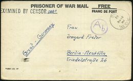 CANADA 1943 (21.8.) 1K: P.O.W./132 + Schw. Zensur-1L: EXAMINED BY CENSOR = Wolter Unbekannt! + Viol. OKW-Zensur-1K: A B  - Guerre Mondiale (Seconde)