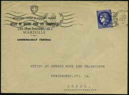 FRANKREICH 1942 (13.12.) Dienst-Bf.: DEPARTEMENT FEDERAL DE L'ECONOMIE PUBLIQUE/OFFICE DE GUERRE POUR LES TRANSPORT/ MAR - Guerre Mondiale (Seconde)