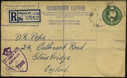 GROSSBRITANNIEN 1945 (27.3.) 3 P. Feldpost-Einschreib-Umschlag, Grün: REGISTERED LETTER.. , 2K: FIELD POST OFFICE/224 (2 - Guerre Mondiale (Seconde)