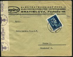 SLOWAKEI 1939 (30.III.) 2Ks. Fürst Kocel Auf Firmen-Bf. "Ampère" ELEKTROTECHN. UNTERNEHMEN.. BRATISLAVA (zweisprachig!)  - Seconda Guerra Mondiale