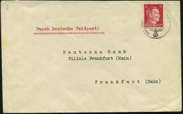 RUMÄNIEN /  DEUTSCHES REICH 1942 (28.11.) 12 Pf. Hitler , EF = Inland-Tarif, 1K: FELDPOST/g/--- , Rs. Maschinen-geschrie - 2. Weltkrieg