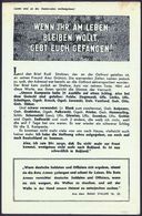 UdSSR /  DEUTSCHES REICH 1942 Sowjet., Deutsch-sprachiges Propaganda-Flugblatt Nr.1184: WENN IHR AM LEBEN BLEIBEN WOLLT. - 2. Weltkrieg