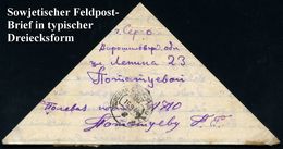 UdSSR 1944 (15.9.) Feldpost-1K Auf Dreieckigem Feldpost-Bf. Mit Inhalt, Rs. Blauer Zensur-HdN Nr. 09157 (Wo.1 A) Aus Let - 2. Weltkrieg