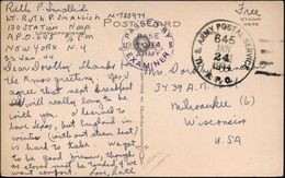 U.S.A. 1944 (24.1.) 1K-Killer: U.S. ARMY POSTAL SERVICE/645/ A.P.O. + Viol. Zensur-1K: PASSED BY/EXAMINER/BASE/1084/ARMY - Seconda Guerra Mondiale