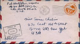 U.S.A. 1944 (17.9.) MaWellenSt.: U.S. ARMY/542/POSTAL SERVICE Auf LU 6 C. Flugzeug, Orange + Schw. Zensur-Ra.: PASSED BY - WO2