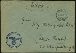 BERLIN-/ B/ DAHLEM 1941 (9.7.) 1K-Steg + Blauer 1K-HdN: Luftverteidigungskommando 1 , Klar Gest. Feldpost-Bf. N. Köln -  - WO2