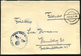 Berlin 1942 (4.6.) Stumme 1K-Brücke = Tarnstempel Berlin + Blauer 1K-HdN: Feldpost-Nr. L 37 878/Lg. Postamt Berlin = Obe - Guerre Mondiale (Seconde)