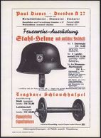 Dresden A 27 1939 (ca.) Reklameblatt Fa. Paul Diener Für Feuerwehr-Ausrüstung: Feuerwehr- U. Luftschutzhelm U. Schlauchh - WO2