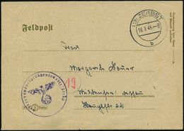 (19) ZERBST/ B 1945 (16.3.) 2K-Steg Mit PLGZ + Viol. 1K-HdN: Heeresstandortgebührenstelle Zerbst , Klar Gest. Feldpost-F - WO2