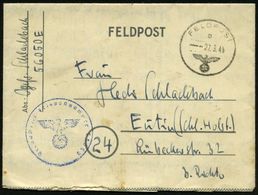 DEUTSCHES REICH 1945 (27.3.) 1K: FELDPOST/d/--- + Blauer 1K-HdN: Feldpostnr. 56050 = Armee-Waffenschule A. O. K. 8 , Kle - WO2