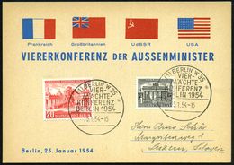 BERLIN 1954 (25.1.) SSt.: (1) BERLIN W 35/VIER-/MÄCHTE-/ KONFERENZ Auf 20 Pf. Viermächte-Konferenz + 1 Pf. Brandenbg. To - Guerre Mondiale (Seconde)