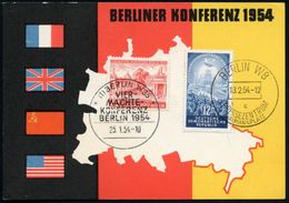 (1) BERLIN W35/ VIER-/ MÄCHTE/ *KONFERENZ* 1954 (25.1.) SSt Auf MiF 20 Pf. Viermächte-Konferenz + DDR Paar 12 Pf. Viermä - WO2